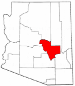 Arizona Map showing Gila County