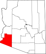 Arizona Map showing Yuma County