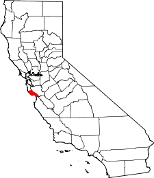 California Map showing Santa Cruz County