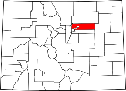 Colorado Map showing Adams County
