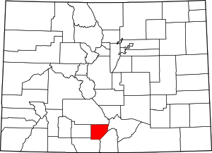 Colorado Map showing Alamosa County
