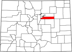 Colorado Map showing Arapahoe County