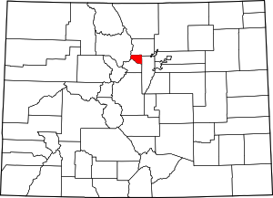 Colorado Map showing Gilpin County