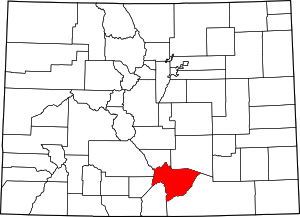 Colorado Map showing Huerfano County