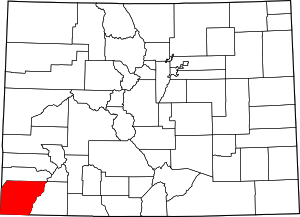 Colorado Map showing Montezuma County