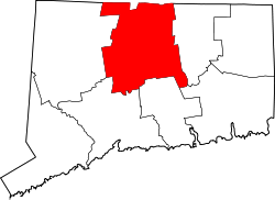 Connecticut Map showing Hartford County