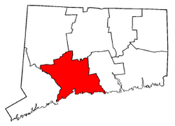 Connecticut Map showing New Haven County