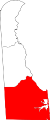 Delaware Map showing Sussex County