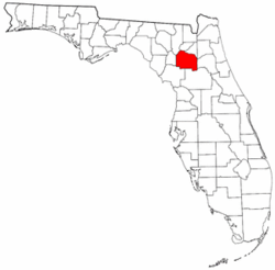 Florida Map showing Alachua County