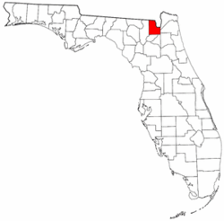Florida Map showing Baker County