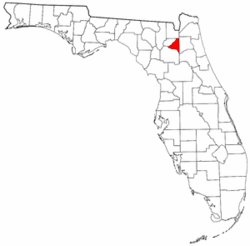 Florida Map showing Bradford County