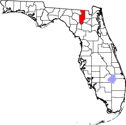 Florida Map showing Columbia County