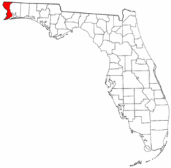 Florida Map showing Escambia County