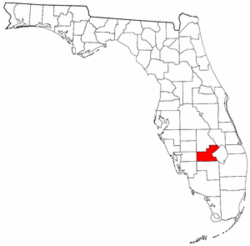 Florida Map showing Glades County