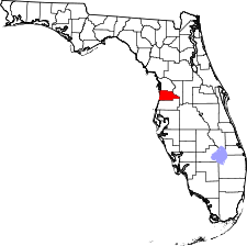 Florida Map showing Hernando County