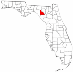 Florida Map showing Lafayette County