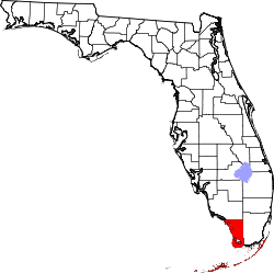 Florida Map showing Monroe County