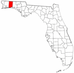 Florida Map showing Okaloosa County