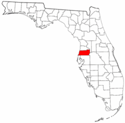 Florida Map showing Pasco County