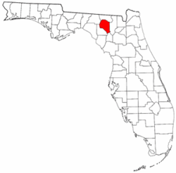 Florida Map showing Suwannee County