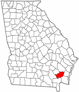 Georgia Map showing Brantley County