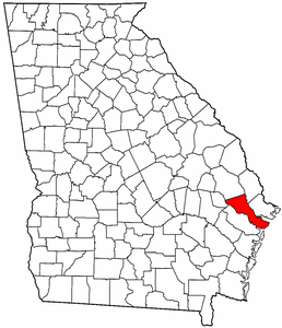 Georgia Map showing Bryan County