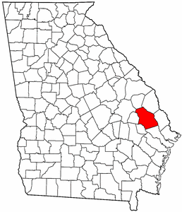 Georgia Map showing Bulloch County