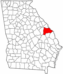 Georgia Map showing Burke County