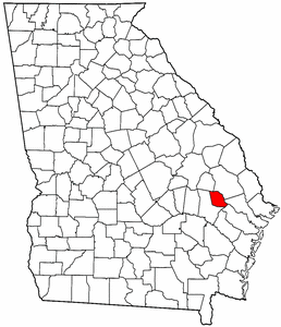 Georgia Map showing Evans County