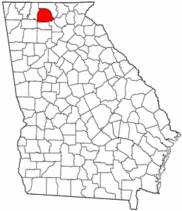 Georgia Map showing Gilmer County