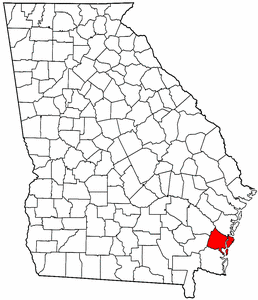 Georgia Map showing Glynn County