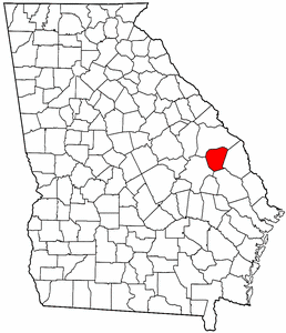 Georgia Map showing Jenkins County