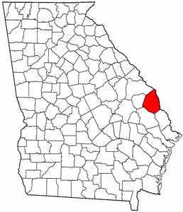 Georgia Map showing Screven County