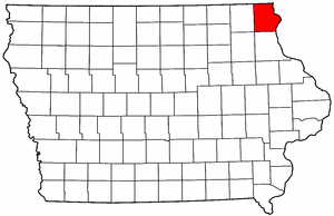 Iowa Map showing Allamakee County