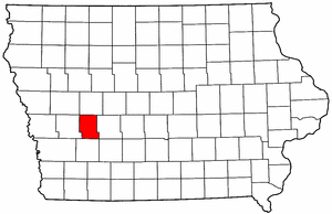 Iowa Map showing Audubon County