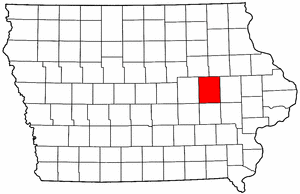 Iowa Map showing Benton County