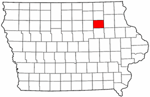 Iowa Map showing Bremer County