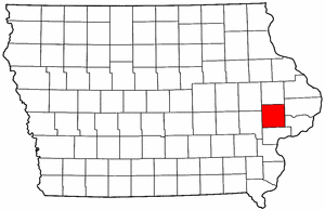 Iowa Map showing Cedar County