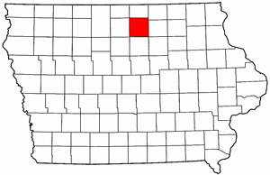 Iowa Map showing Cerro Gordo County