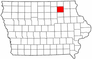 Iowa Map showing Chickasaw County