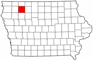 Iowa Map showing Clay County