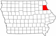 Iowa Map showing Clayton County