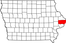 Iowa Map showing Clinton County