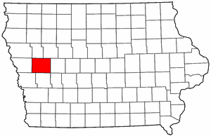 Iowa Map showing Crawford County