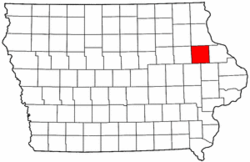 Iowa Map showing Delaware County