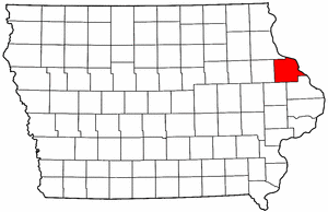 Iowa Map showing Dubuque County