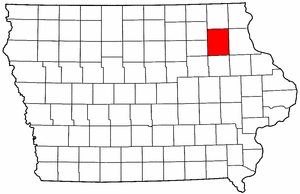 Iowa Map showing Fayette County
