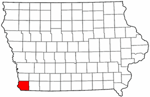 Iowa Map showing Fremont County