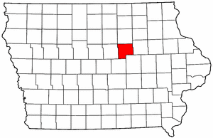 Iowa Map showing Grundy County