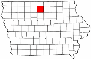 Iowa Map showing Hancock County